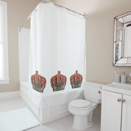 Rideaux De Douche Couronne de la Croix Royale - Bleu Or (En situation)