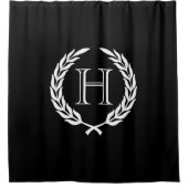 Rideaux De Douche Couronne de laurier noir et blanc (Devant)