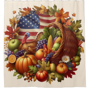 Rideaux De Douche Couronne de Thanksgiving dinde USA/Américaine