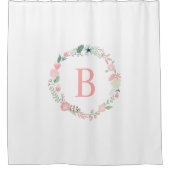 Rideaux De Douche Couronne florale rose monogramme (Devant)