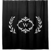 Rideaux De Douche Couronne initiale personnalisée en noir et blanc (Devant)
