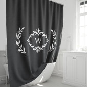 Rideaux De Douche Couronne initiale sur mesure en noir et blanc