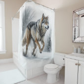 Rideaux De Douche Course du loup d'hiver (En situation)