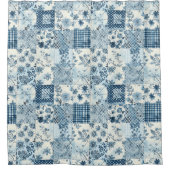 Rideaux De Douche Courtepoint Patchwork Bleu Floral Rustique Rétro (Devant)