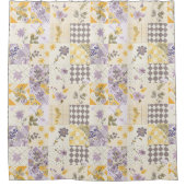 Rideaux De Douche Courtepoint Patchwork Lilas Jaune Floral Rustique (Devant)