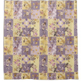 Rideaux De Douche Courtepoint Patchwork Lilas Jaune Floral Rustique (Devant)