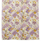Rideaux De Douche Courtepoint Patchwork Lilas Jaune Floral Rustique (Devant)