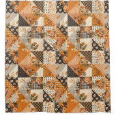 Rideaux De Douche Courtepoint Patchwork Orange Floral Rétro Rustique (Devant)