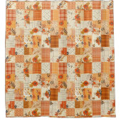 Rideaux De Douche Courtepoint Patchwork Orange Floral Rétro Rustique (Devant)