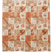 Rideaux De Douche Courtepoint Patchwork Orange Pêche Floral Rétro (Devant)