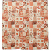 Rideaux De Douche Courtepoint Patchwork Orange Pêche Floral Rétro (Devant)