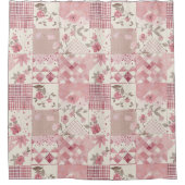 Rideaux De Douche Courtepoint Patchwork Rose Fleurs Rurales Rétro (Devant)