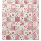 Rideaux De Douche Courtepoint Patchwork Rose Fleurs Rurales Rétro (Devant)
