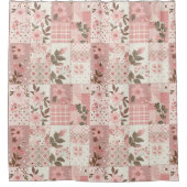 Rideaux De Douche Courtepoint Patchwork Rose Fleurs Rurales Rétro (Devant)