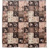 Rideaux De Douche Courtepoint Patchwork Rose Marron Fleur Rétro (Devant)