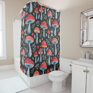 Rideaux De Douche coussin décoratif à motif de champignon en aquarel