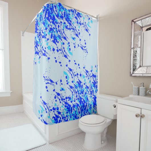 Rideaux De Douche Coussins de peinture bleu (En situation)