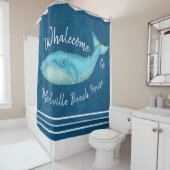 Rideaux De Douche Coutume nautique de Whalecome | de baleine bleue (En situation)