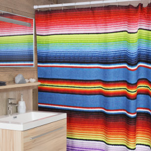 Rideaux De Douche Couverture de serape mexicaine Grilles colorées Ro