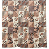 Rideaux De Douche Couverture en terre cuite patchwork Floral rustiqu (Devant)