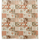 Rideaux De Douche Couverture Patchwork Terracotta Beige Floral Rusti (Devant)