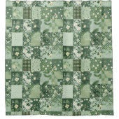Rideaux De Douche Couverture Patchwork Vert Floral Rétro Rustique (Devant)