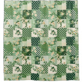 Rideaux De Douche Couverture Patchwork Vert Floral Rétro Rustique (Devant)