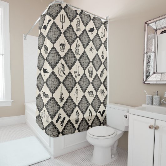 Rideaux De Douche Couverture Sherpa Wiccan Patchwork de Sorcière (En situation)