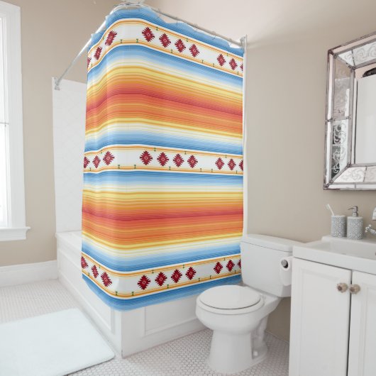 Rideaux De Douche Couverture traditionnelle de Serape de Mexicain (En situation)