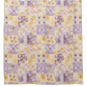 Rideaux De Douche Couvre-lit Patchwork Jaune Lilas Floral Rétro Rust (Devant)