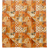Rideaux De Douche Couvre-lit Patchwork Orange Floral Rétro Rustique (Devant)