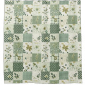 Rideaux De Douche Couvre-lit Patchwork Vert Floral Rétro Rustique (Devant)