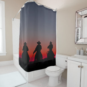 Rideaux De Douche cowboy au coucher du soleil