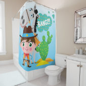 Rideaux De Douche Cowboy Avec Cheval (En situation)