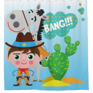 Rideaux De Douche Cowboy Avec Cheval