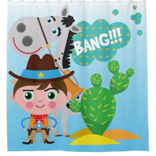 Rideaux De Douche Cowboy Avec Cheval (Devant)