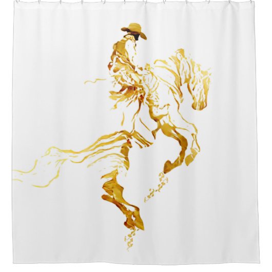 Rideaux De Douche Cowboy Doré sur Cheval Cabré (Devant)