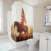 Rideaux De Douche Cowboy Portrait USA Flag Thème. (En situation)