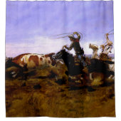 Rideaux De Douche "Cowboys Roping a Steer" par Charles M Russell (Devant)
