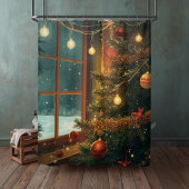 Rideaux De Douche Cozy Christmas Window Shower Curtain 