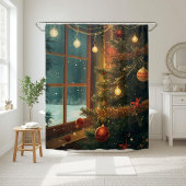 Rideaux De Douche Cozy Christmas Window Shower Curtain 