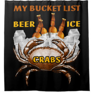 Rideaux De Douche Crabe Boule Cadeau de fruits de mer Liste des seau