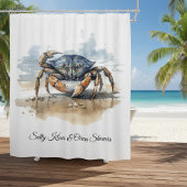 Rideaux De Douche Crabe de plage à l'aquarelle