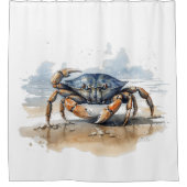 Rideaux De Douche Crabe de plage aquarelle (Devant)
