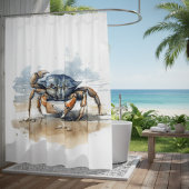 Rideaux De Douche Crabe de plage aquarelle