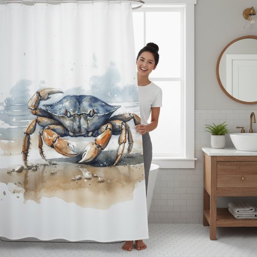 Rideaux De Douche Crabe de plage aquarelle