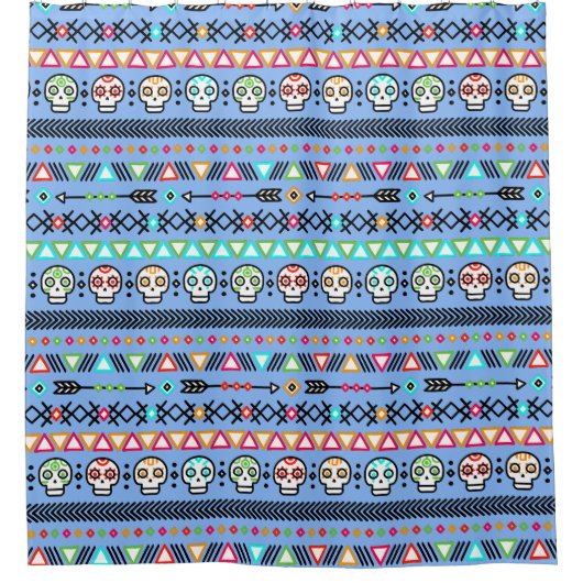 Rideaux De Douche Crâne à sucre et flèches (Devant)