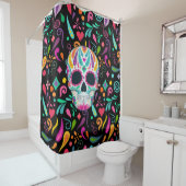 Rideaux De Douche Crâne à sucre fleur fantaisie (En situation)
