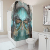 Rideaux De Douche Crâne Abstrait de masque viking amérindien (En situation)