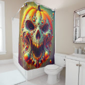 Rideaux De Douche Crâne citrouille (En situation)